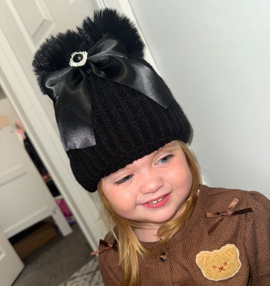 Tail Bow PomPom Hats