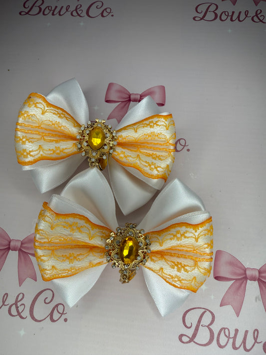 White & orange lace
